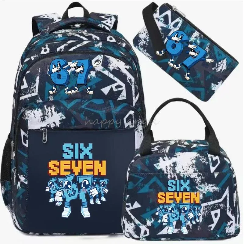 3 pièces/ensembles volez un brainrot sac à dos avec sac à déjeuner pour 67 six sept adolescents étudiants sacs d'école décontracté confortable ensemble de voyage