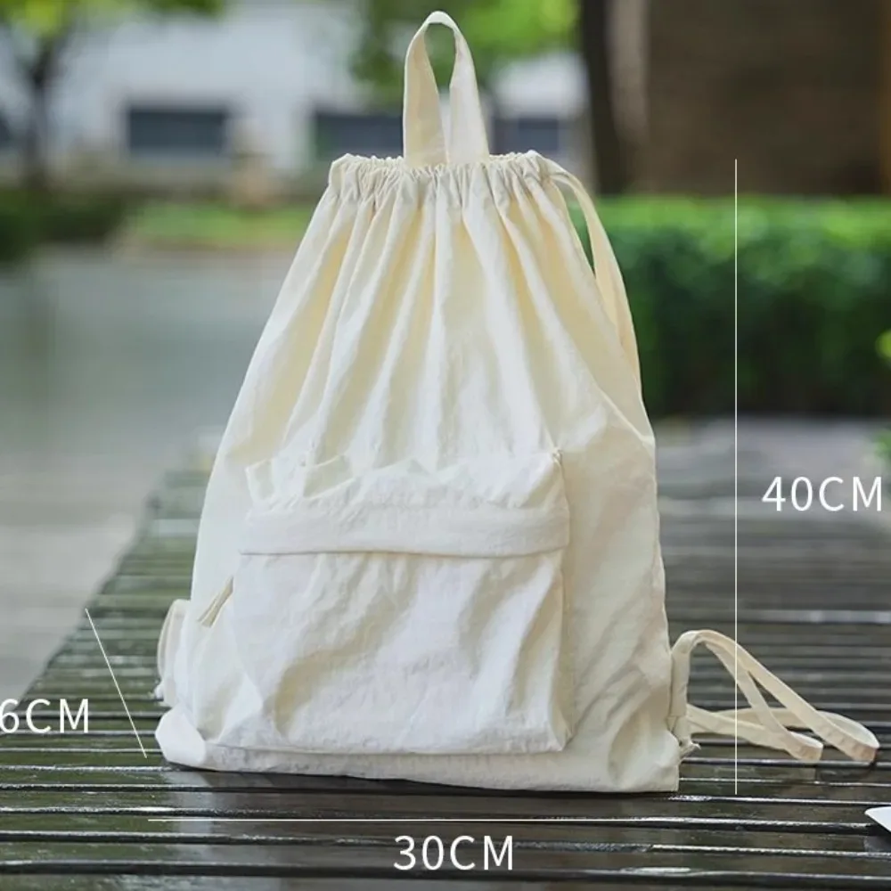 sac à dos portable en nylon avec cordon de serrage, grande capacité, couleur unie, sac à dos décontracté pour les épaules, petit sac de sport