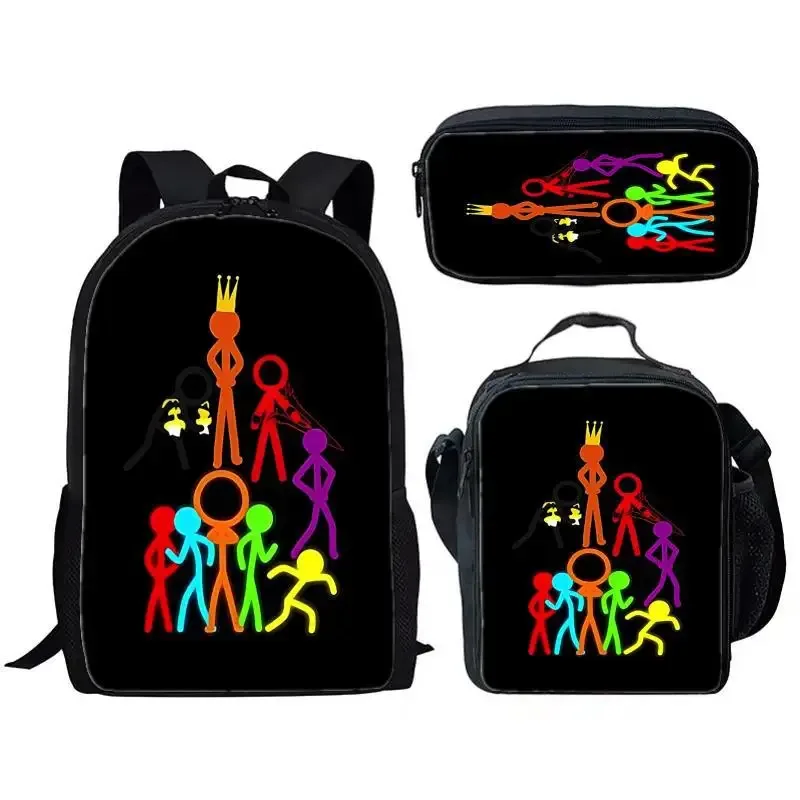 luxe populaire drôle alan becker impression 3d 3 pièces/ensemble sacs d'école pour élèves sac à dos pour ordinateur portable sac à dos sac à déjeuner à bandoulière trousse à crayons