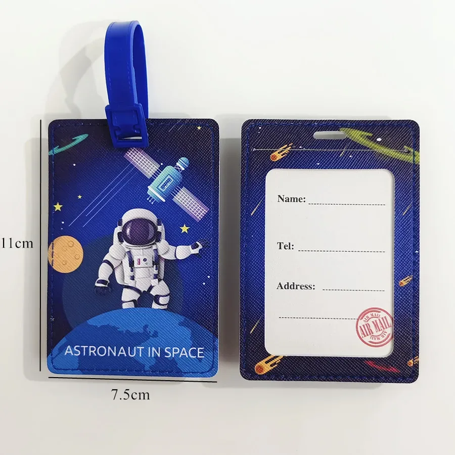 étiquette à bagages créative astronaute, accessoires de voyage, porte-adresse en pu pour valise, étiquette d'embarquement de haute qualité, étiquette portable