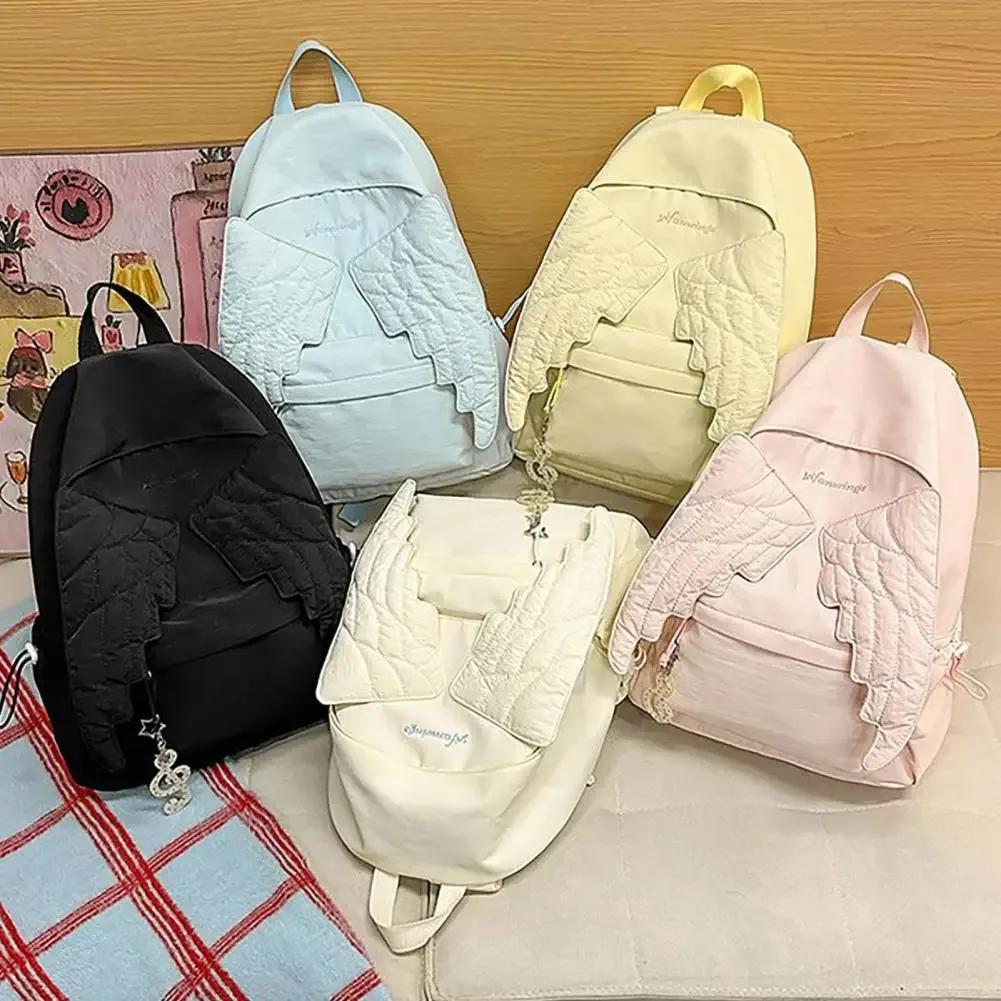 sac à dos angel wing pour femmes et filles, sac d'école léger en nylon, sac à dos de jour pour les voyages et 