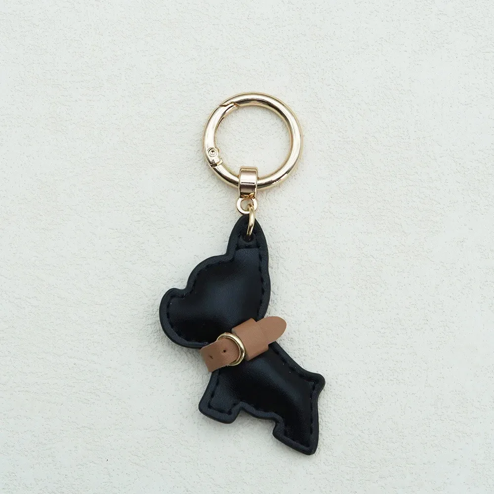 mignon bouledogue français porte-clés mignon chiot dessin animé en cuir pu chien cintre animal chien mode bouledogue sac pendentif sac à dos décoration