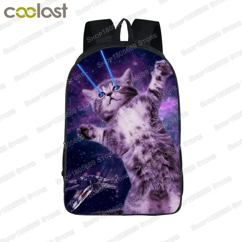 sac à dos licorne chat espace amusant, sac à dos laser chat chat, sac à dos d'école pour enfants et adolescentes, sac à livres pour enfants