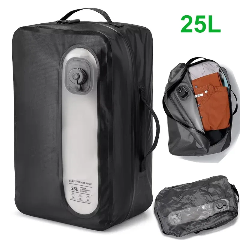 sac de compression automatique (pompe à air intégrée) réutilisable, pliable, pour voyages en plein air, valises et sacs à dos