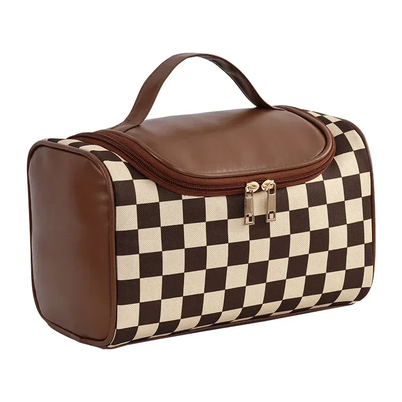 sac de maquillage portable pratique pour voyage, grande capacité, haut de gamme, sac de rangement en pu imperméable, sac de maquillage wj52