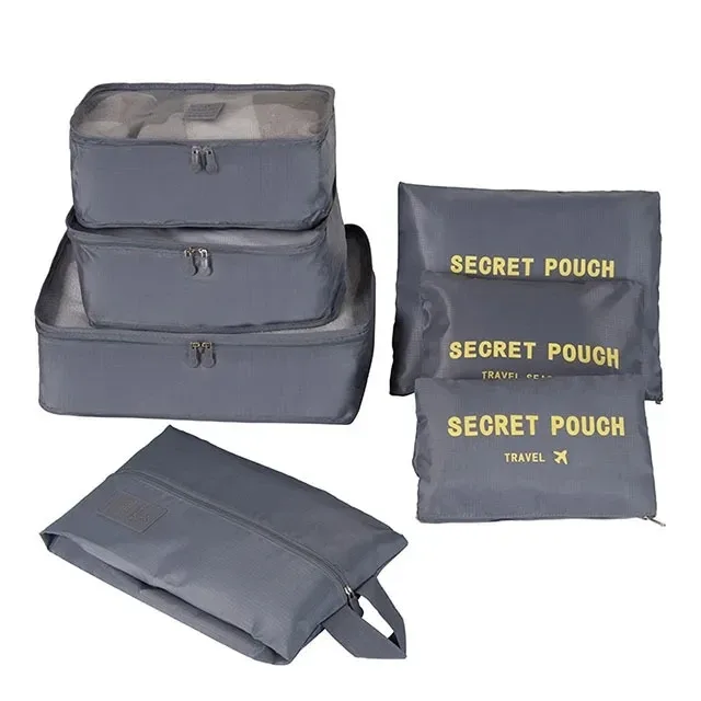 ensemble de 6/7 pièces, sac de rangement de voyage, grande capacité, bagages, vêtements, tri, organisateur, valise, pochette, étui, chaussures, emballage, sac cube
