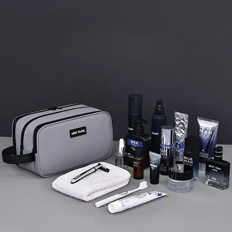 trousse de maquillage pour hommes, série elite à 3 couches, trousse de toilette de grande capacité pour hommes, essentiels de voyage, organisateur de cosmétiques portable premium