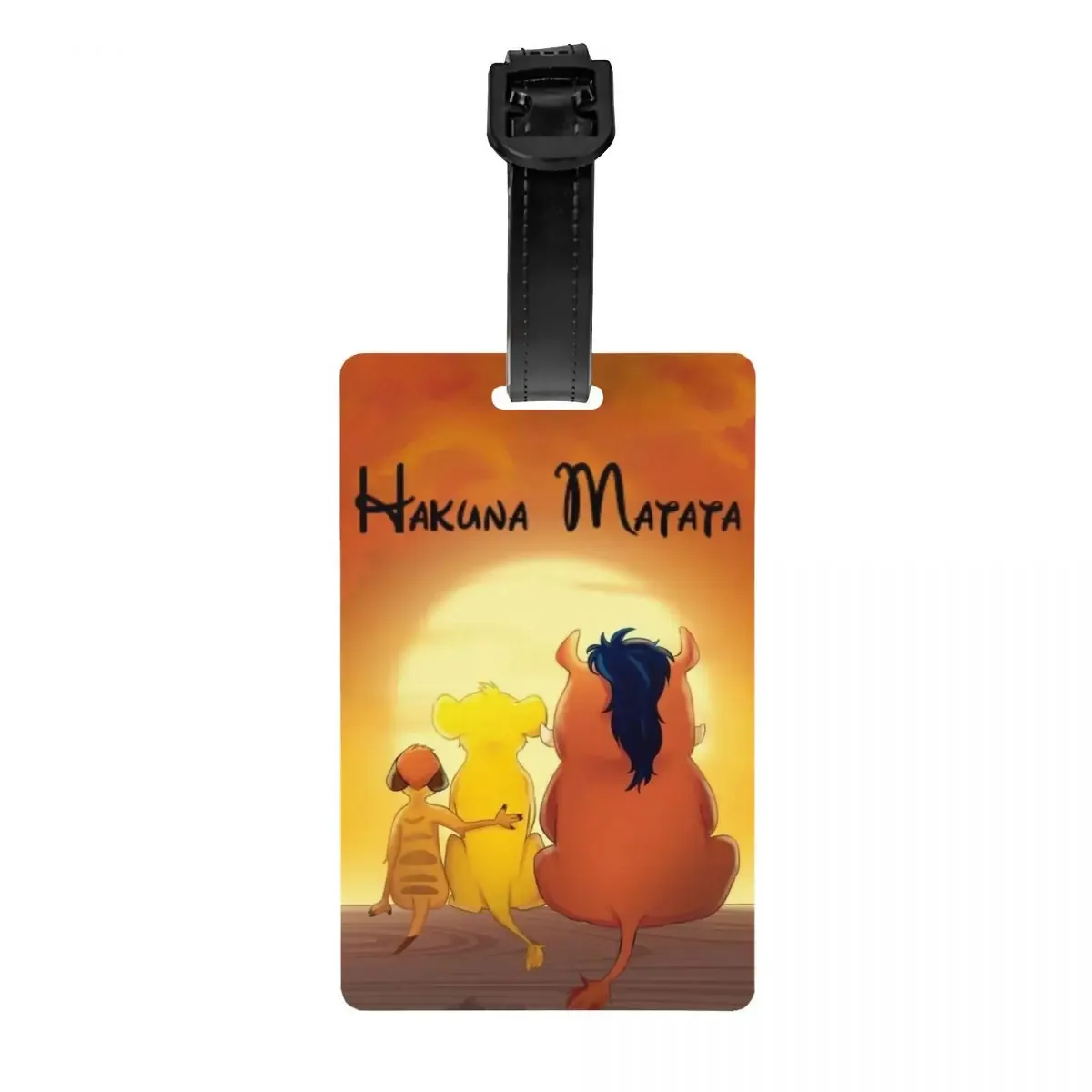 étiquette de bagage personnalisée rafiki avec carte nominative, étiquette d'identification avec couverture de confidentialité the lion cartoon k-kings pour sac de voyage et valise