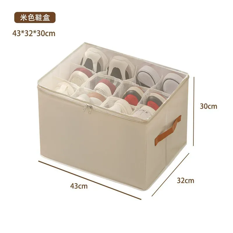 boîte de rangement pour chaussures, organisateur en tissu oxford 600d, pliable, avec couvercle transparent et fermeture éclair, pour sous le lit, dans la placard ou la garde-robe, anti-poussière, compartiments de rangement