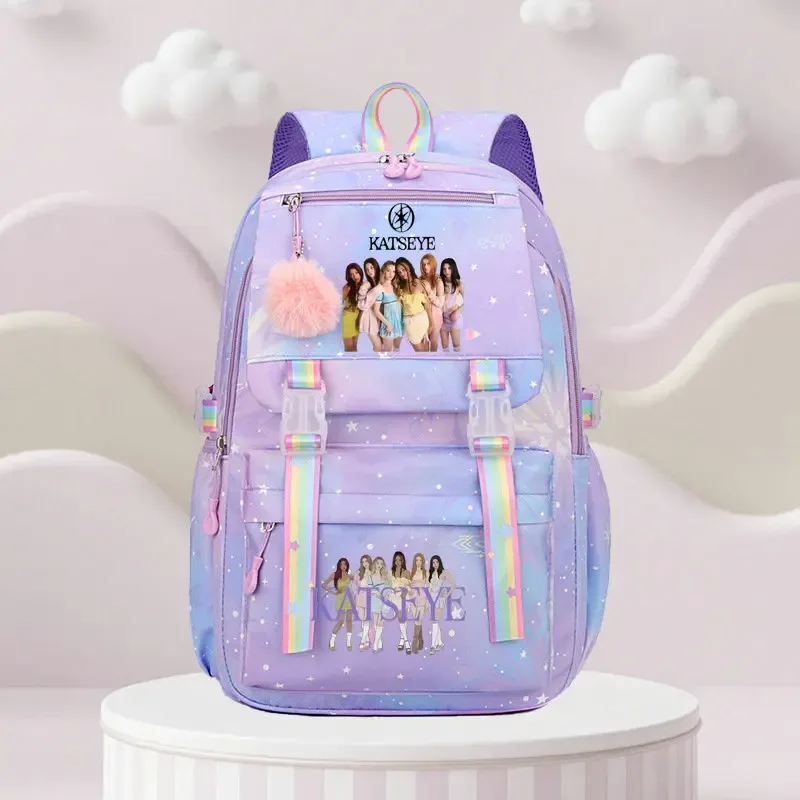 sac d'école katseye print, sac d'école pour élèves du primaire, sac à dos de voyage en plein air, sac à dos tendance pour filles, sac à dos pour enfants.