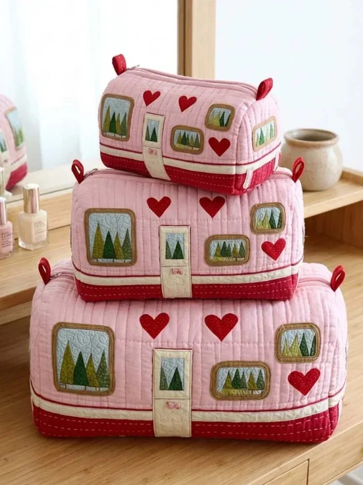 sacs cosmétiques matelassés imprimés en 3d tendance, pochette de rangement de maquillage de voyage pour femmes, motifs floraux et animaux vintage, imprimés pour le camping