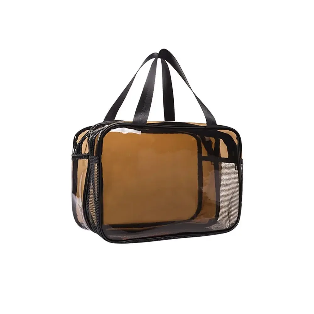 sac à cosmétiques transparent, séparation sèche et humide, sac de rangement de cosmétiques en pvc, trousse de toilette de voyage étanche de grande capacité