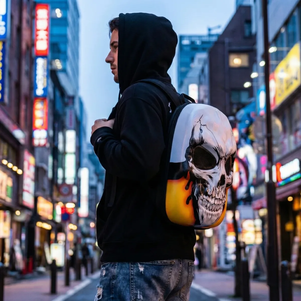 sac à dos de moto à coque rigide avec crâne led 3d, avec yeux programmables, contrôle par application, sac à dos de chevalier étanche pour voyage et équitation