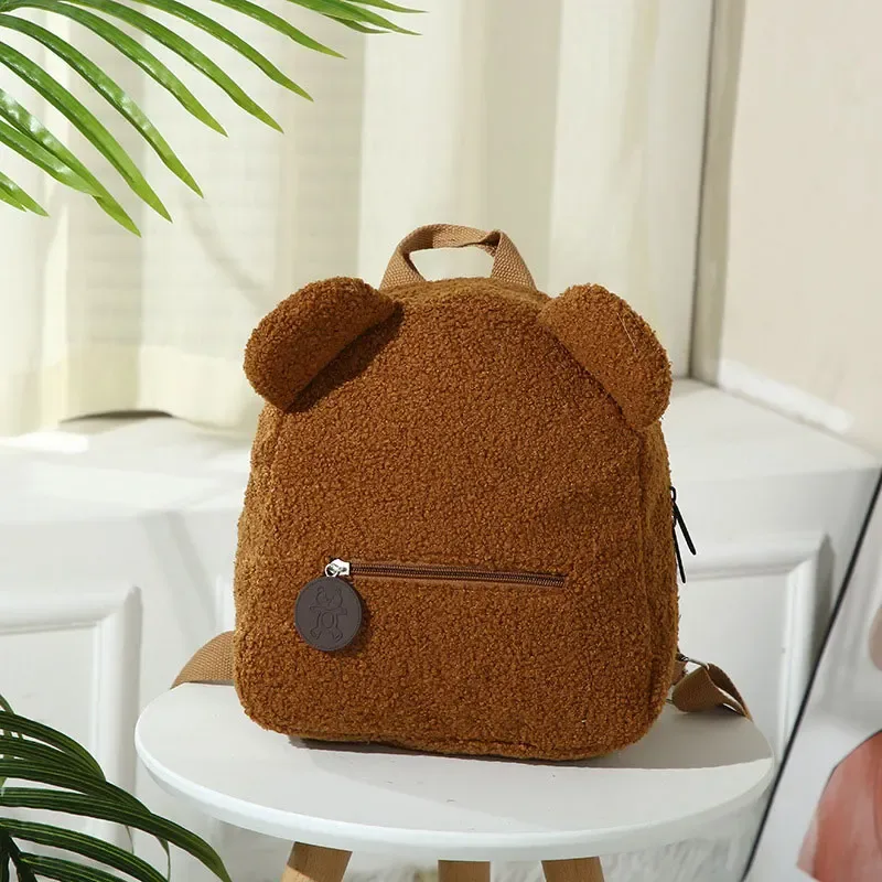 sac à dos en peluche mignon petit ours oreille sac à dos grande capacité dessin animé étudiant sac à dos