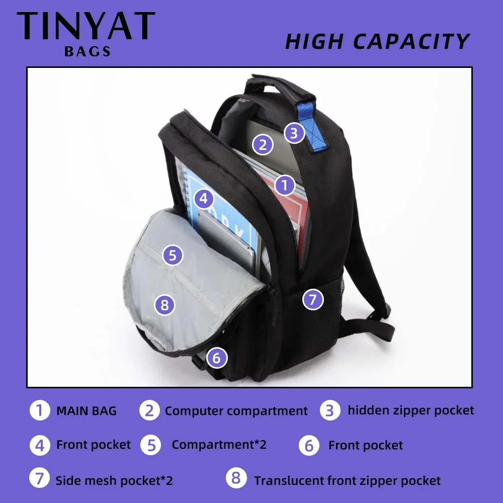 tinyat kawaii ordinateur portable sac à dos pour femme pour adolescentes filles 20l harajuku sac d'école pour hommes avec poches cachées pour les femmes à l'école