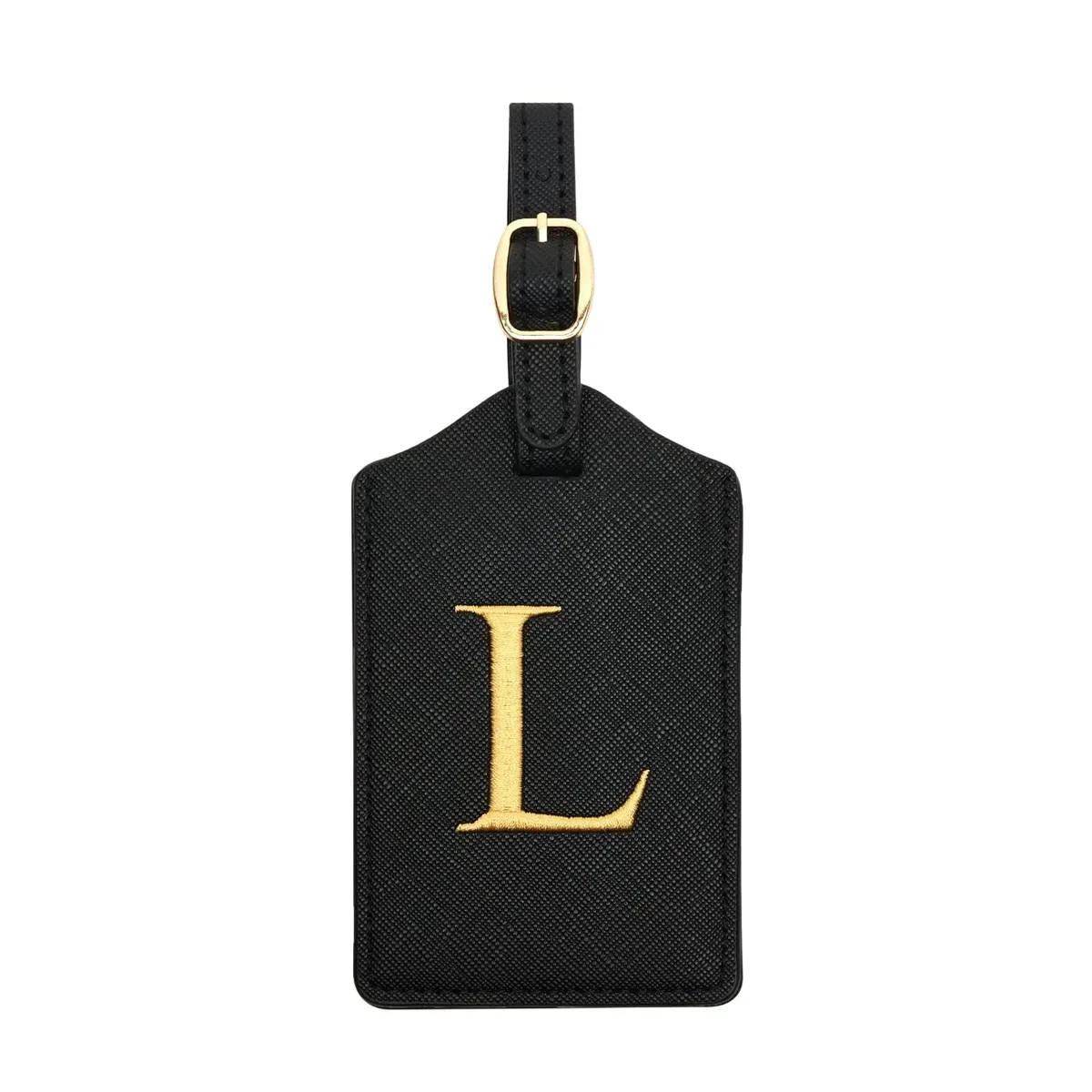 étiquette de bagage en cuir pu pour voyage-étiquette d'identification de valise durable avec couverture de confidentialité et fente pour carte nominative (a-z) liu