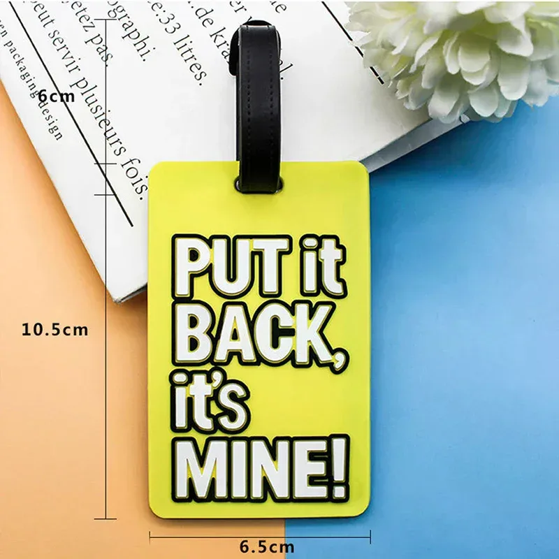 étiquettes de bagage en silicone, lettre créative, pas votre sac, accessoires de voyage, valise, style dessin animé, mode, portable, 2022