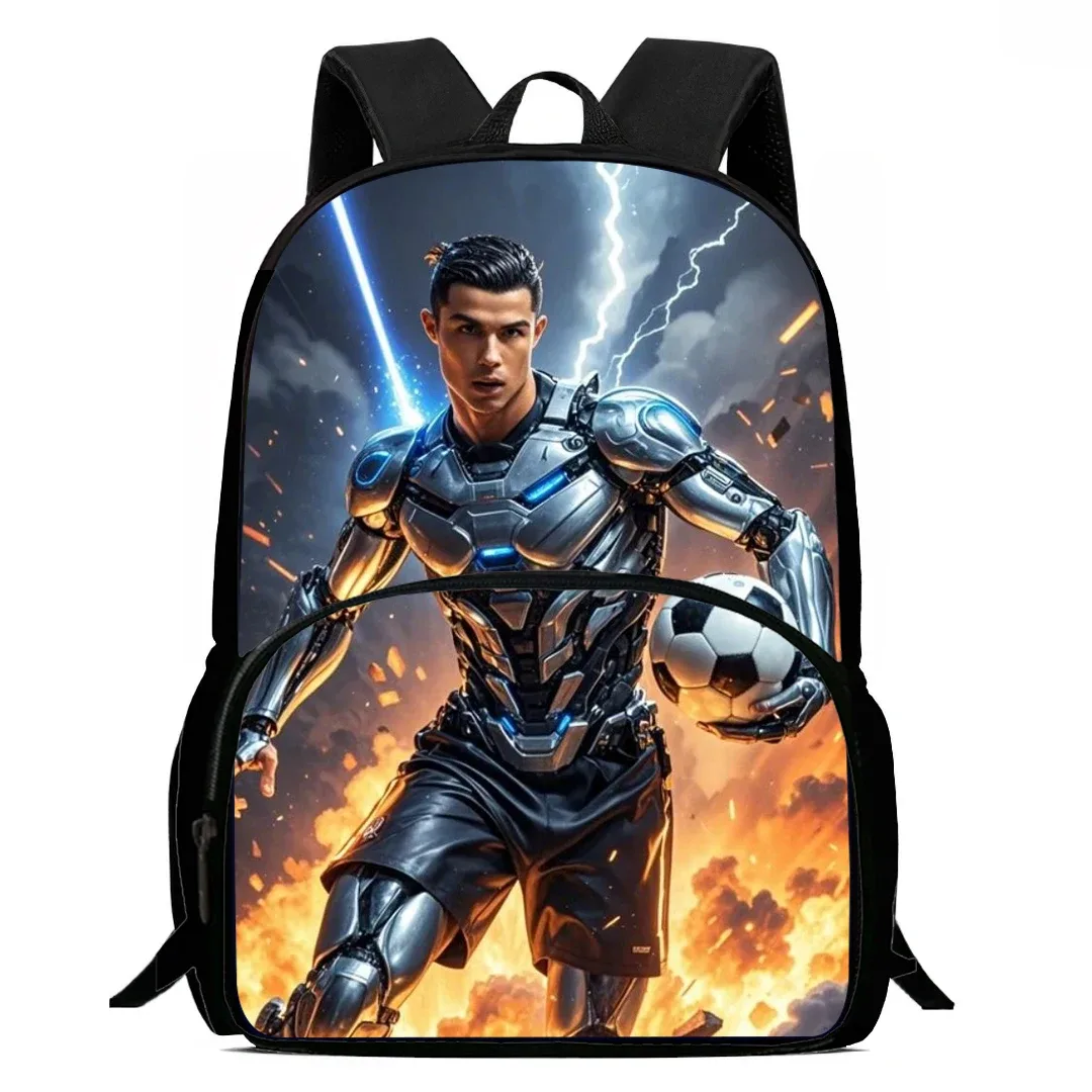 sac à dos imprimé football cr7 de haute qualité, sac de 15 pouces, grands sacs à dos pour ordinateur portable, cartable léger pour garçons et filles étudiants