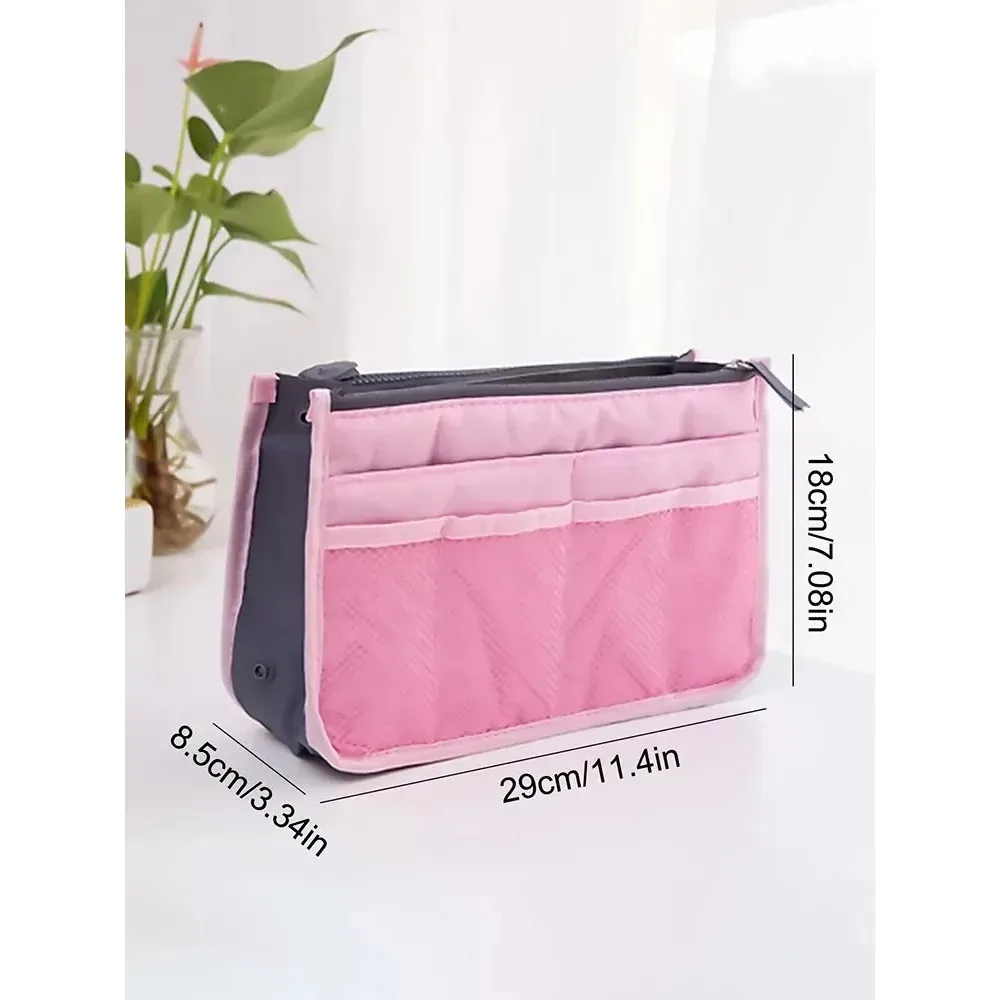 trousse de maquillage multifonctionnelle de grande capacité, sac de rangement portable à double fermeture éclair pour articles de toilette, sac de rangement de voyage pour maman, cosmétiques multi-poches