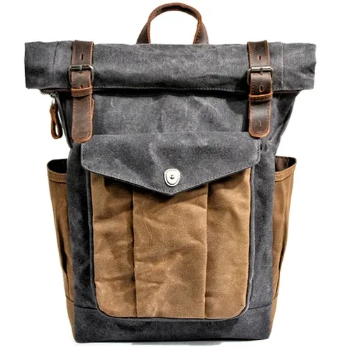 sacs à dos en toile vintage de luxe pour hommes, toile de cire d'huile, sac à dos de voyage en cuir, grands sacs de jour imperméables rétro