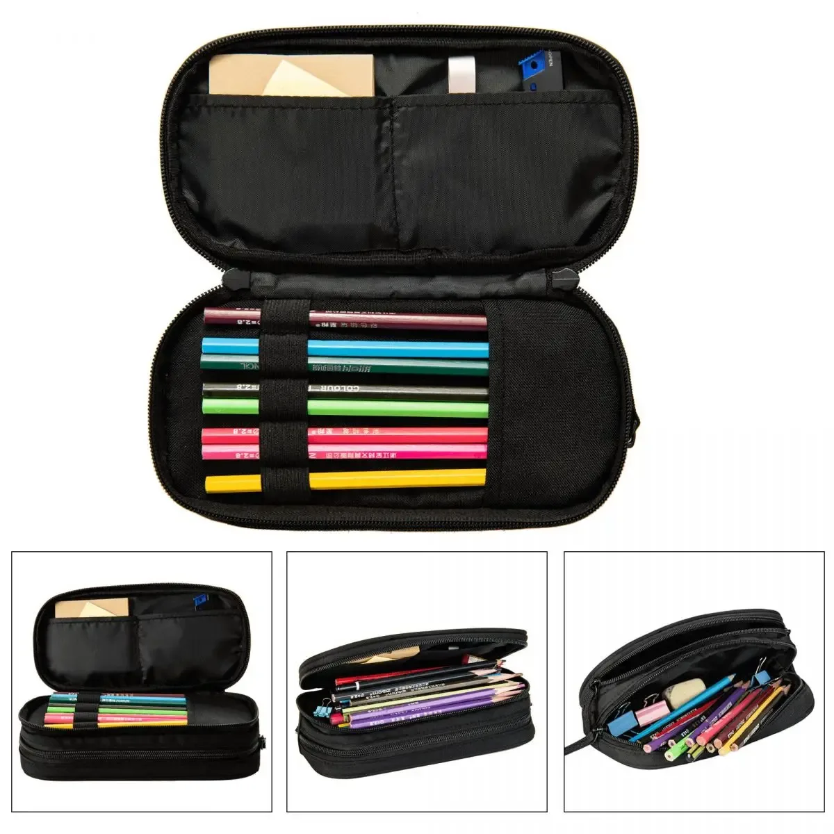hazbins hôtel trousse à crayons école trousses à crayons double couche étudiants cool grande boîte à stylos fournitures scolaires