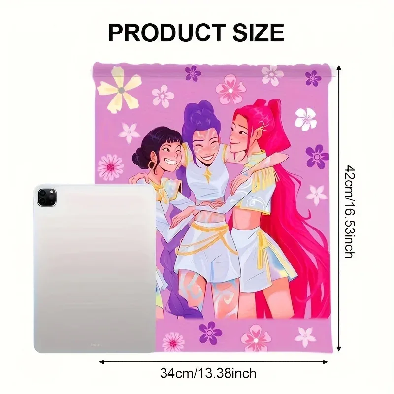sac à dos à cordon imprimé dessin animé, sac de sport, sac de rangement pour étudiants, fans d'anime, cadeau décontracté quotidien, 1 pièce