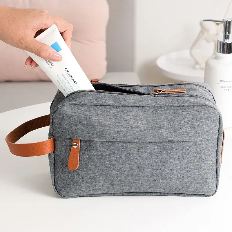 Sac de maquillage en toile Oxford pour hommes et femmes, trousse de toilette de voyage de bonne qualité, organisateur étanche, pochette de lavage, sac à main, étui à cosmétiques
