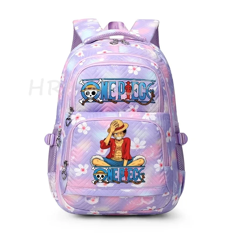 sacs à dos anime one piece légers avec fermoir, imprimé violet monkey d luffy, pour garçons et filles, grande capacité, pour adolescents, ordinateur portable, école, voyage, mochila