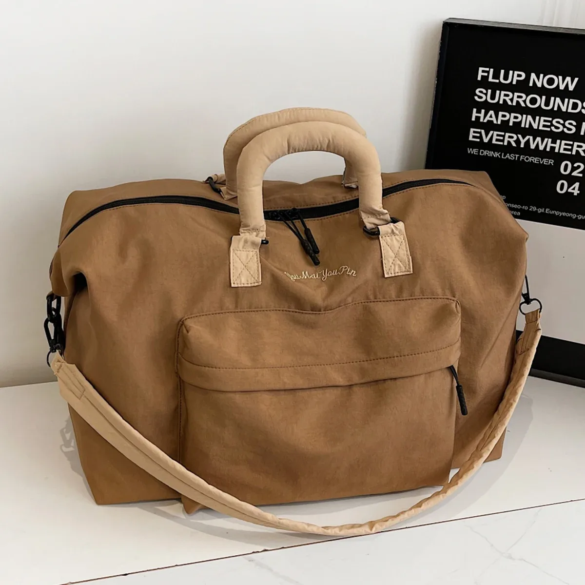 sac de voyage portable pliable pour hommes, sac à bagages léger de grande capacité pour courtes distances, boîtier de chariot de voyage fitness avec sac supplémentaire pour le camping et le shopping