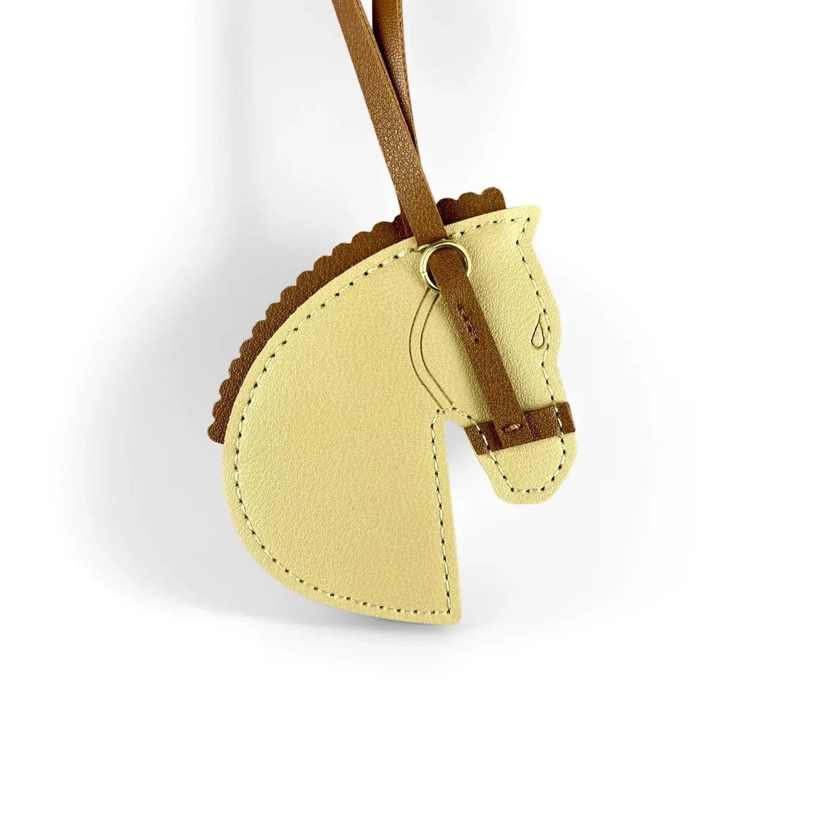 breloque/porte-clés en cuir pu faite à la main tête de cheval et fer à cheval - cadeau équestre unique pour sac à main et sac à dos - accessoire de mode pour sac