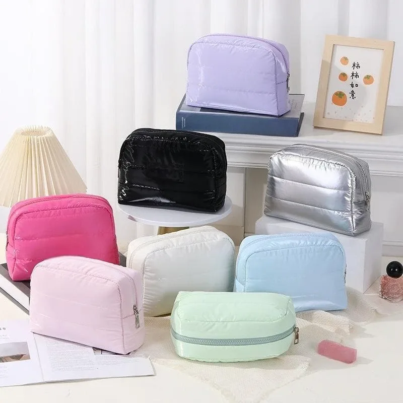 nouveau sac à cosmétiques étanche de couleur unie pour femmes, sac de rangement de lavage portable, sac cadeau de maquillage, pochette de maquillage, organisateur de cosmétiques de voyage