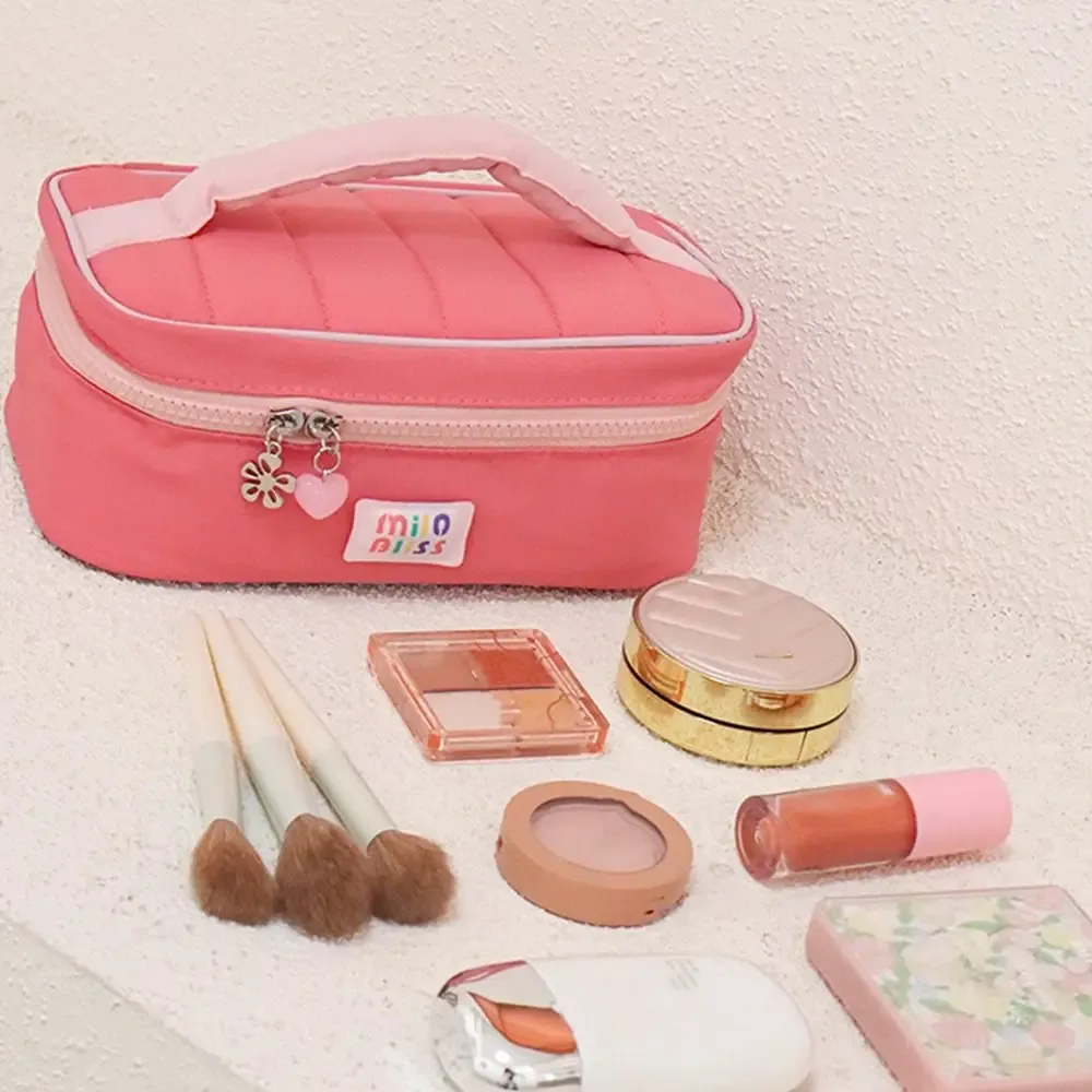 petite trousse de toilette fraîche et colorée, portable, grande capacité, sac de voyage pour cosmétiques, série pour filles, sac de rangement, couleur contrastée