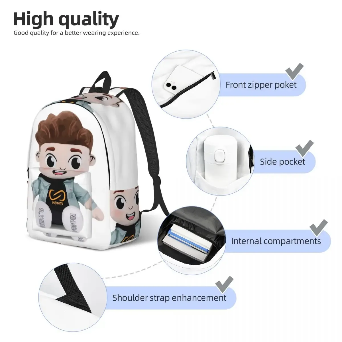 caylus poupée jeu sac à dos pour garçon fille enfants étudiant école bookbag joueur de jeu sac à dos préscolaire primaire sac randonnée