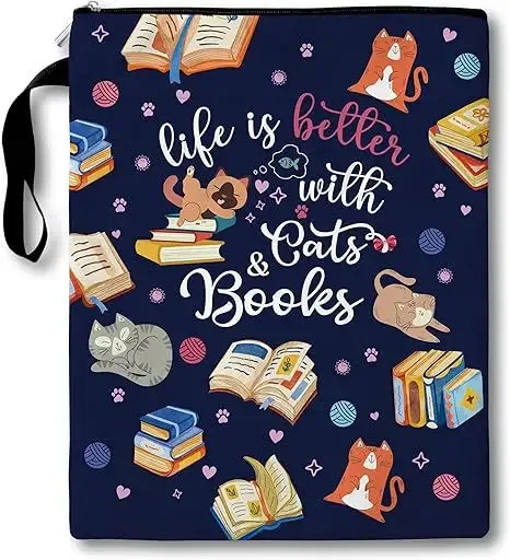 sac de rangement pour livre personnalisable, housse de protection portable pour les amateurs de livres, sac de rangement imprimé avec transfert de chaleur...