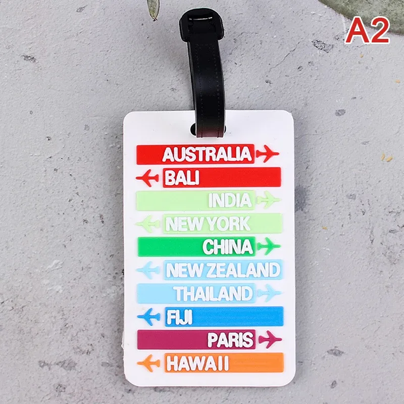 étiquette de bagage en silicone, nom du pays, valise, lettres de mode, porte-adresse, étiquette de bagage, identifiant, accessoires de voyage