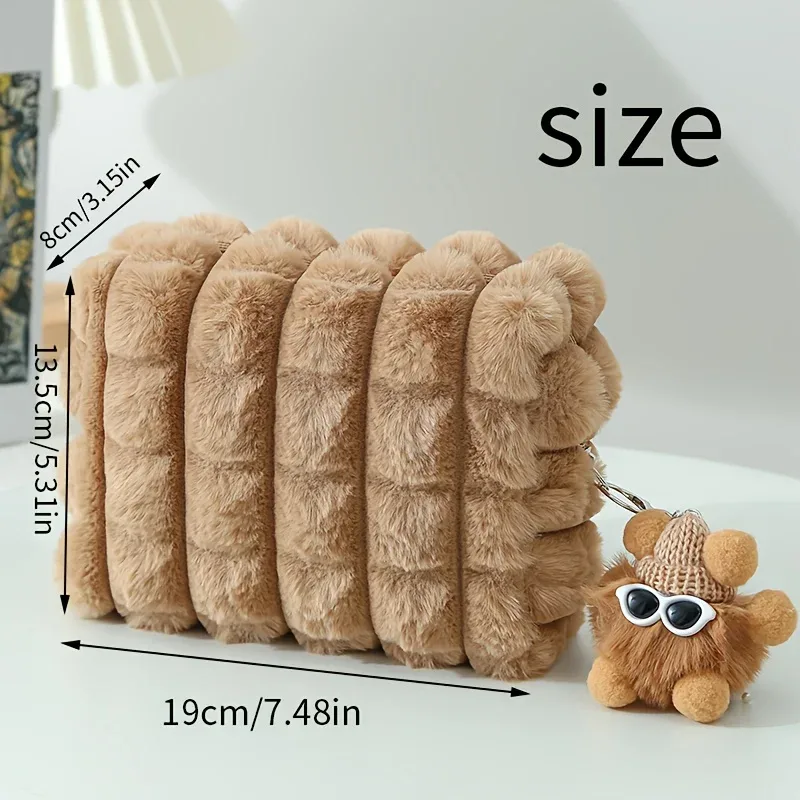 grande trousse à crayons en peluche, trousse à maquillage créative, sac court en peluche pour filles, fournitures scolaires, boîte à papeterie, trousse à cosmétiques