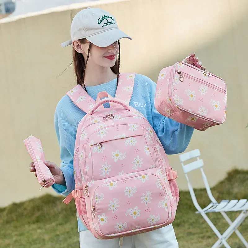 Sacs à dos étanches pour enfants, joli sac d'école pour étudiants, sacs d'école pour adolescentes, sac à lunch, étui à crayons, ensemble de 3 pièces