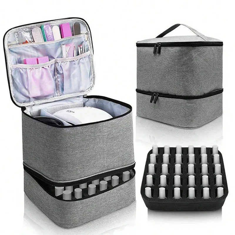 sac de maquillage transfrontalier de grande capacité, sensation haut de gamme, sac portable en pvc pour femmes, mallette de rangement pour vernis à ongles