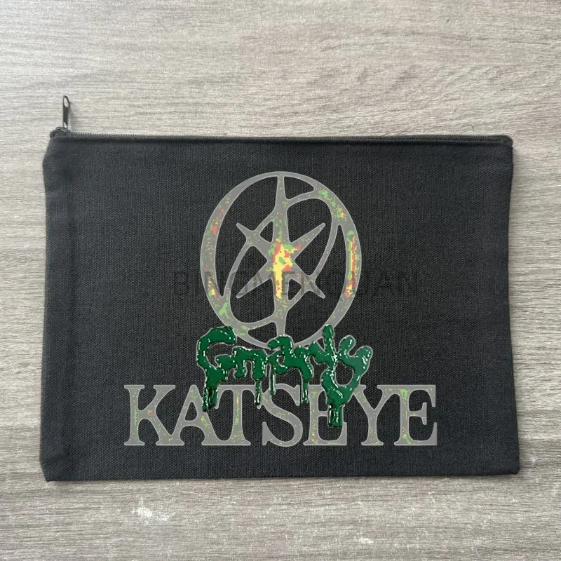 sac de maquillage tendance katseye, sac de rangement de voyage, toile imprimée, lettre zéro, portefeuille, petit rangement pour les objets, vacances