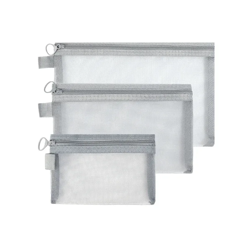 3 pièces sac cosmétique femmes maille sac de maquillage avec fermeture éclair organisateur rouge à lèvres brosse sacs transparents étudiant trousse de toilette sac