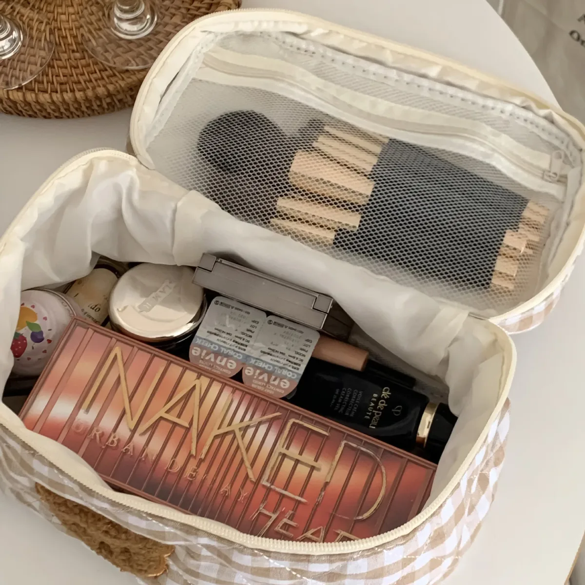sac à cosmétiques pour femmes, trousse de maquillage ours, sac de rangement mignon, fourre-tout de style doux pour étudiant, trousse de toilette de voyage