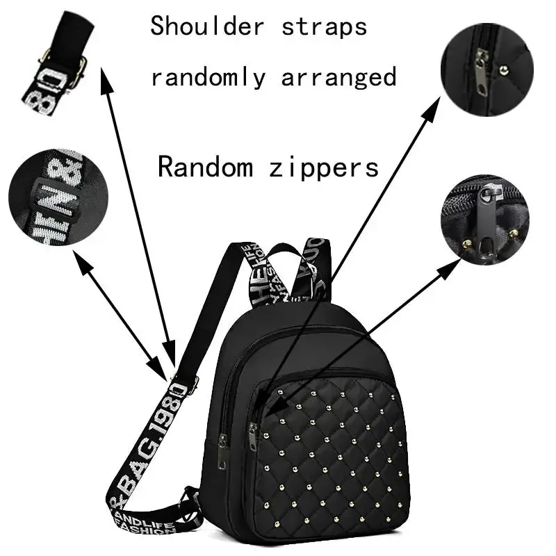 sac à dos clouté chic et élégant, multicolore, matelassé, sangle réglable, léger pour les déplacements quotidiens, sac élégant fonctionnel décontracté
