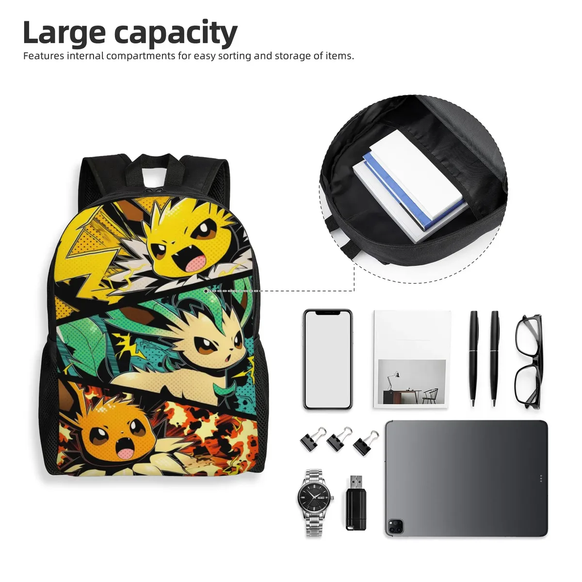 sac à dos pokémon ita bag eeveelution, sac à dos tendance pour le travail et le bureau, fermeture à glissière