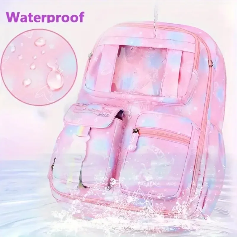sac à dos à ouverture latérale pour enfants, sacs d'école à la mode pour filles, princesse rose, étanche, grande capacité pour étudiants