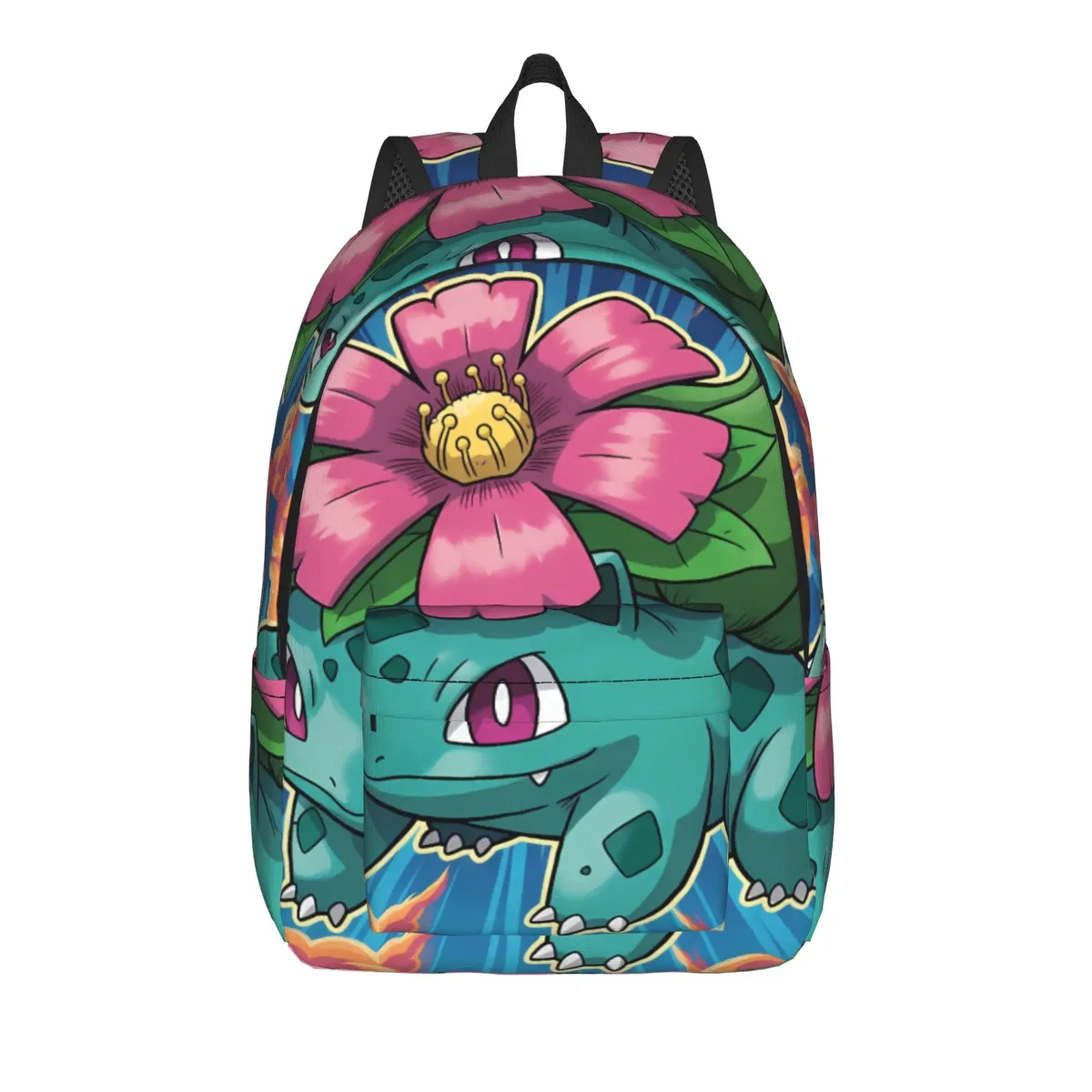 sac à dos de voyage bulbasaur forest cartoon, sacs à dos de voyage pour hommes, sacs d'école secondaire à motifs colorés, sac à dos cool