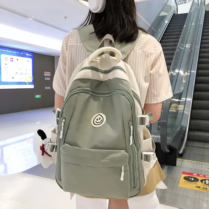 sac à dos décontracté en nylon grande capacité pour étudiantes, sac à bandoulière double pour ordinateur portable, idéal pour l'université
