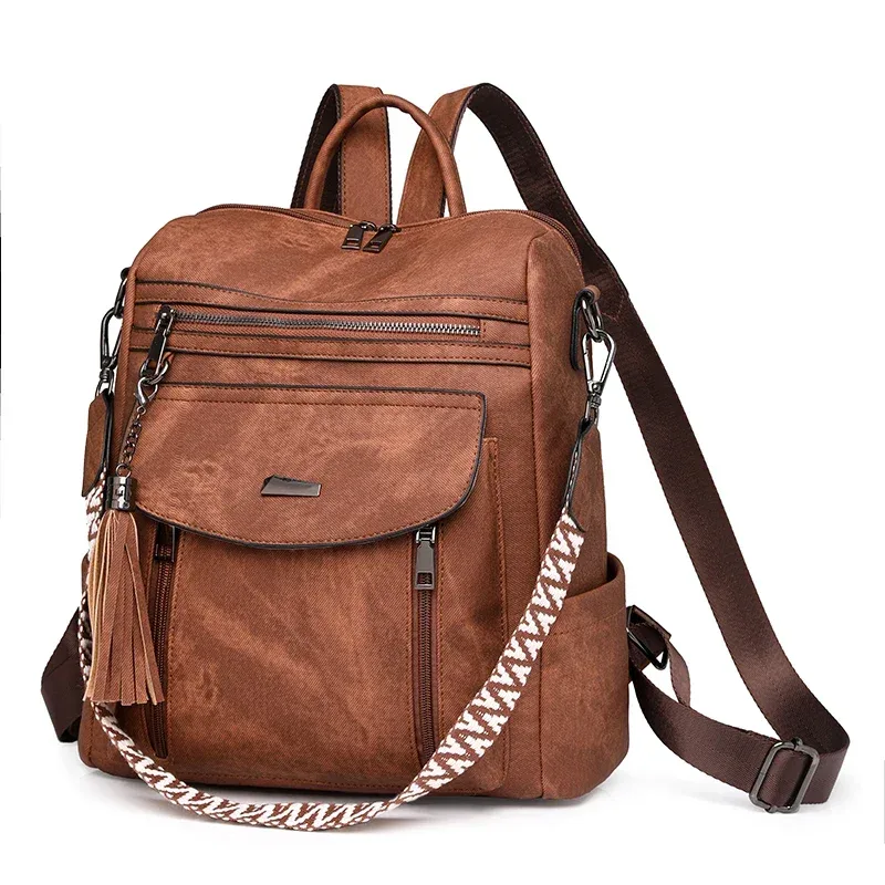 2025 nouvelle mode sac à dos sac à main pour femmes décontracté vegan en cuir sac à bandoulière dames fermeture éclair rabat magnétique sacs à dos mochila рюкзак