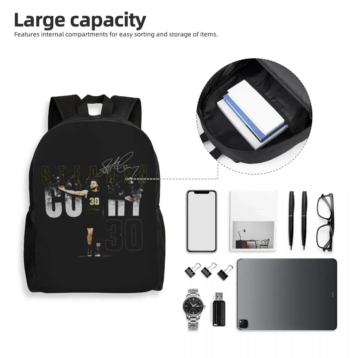 sac à dos scolaire steph curry golden state dissolve pour étudiants, sac à dos de randonnée et de voyage pour hommes et femmes, sac à dos tendance, sacs à bandoulière