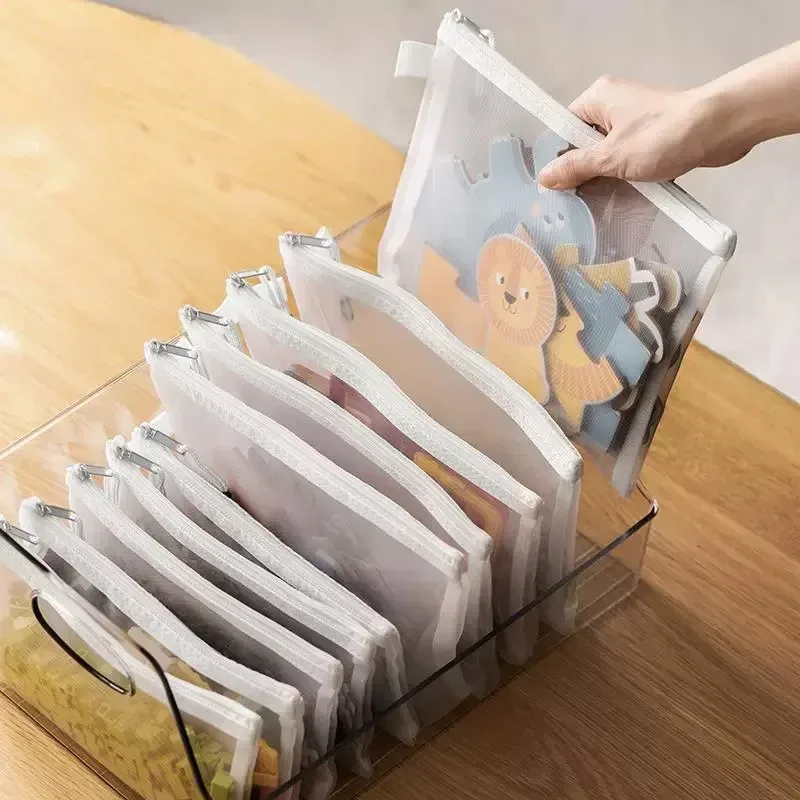 Sac de Rangement à Fermeture Éclair en Maille, Étanche à l'Humidité, pour Rangement de Jouets, Outils Cosmétiques, 3/5/10 Pièces