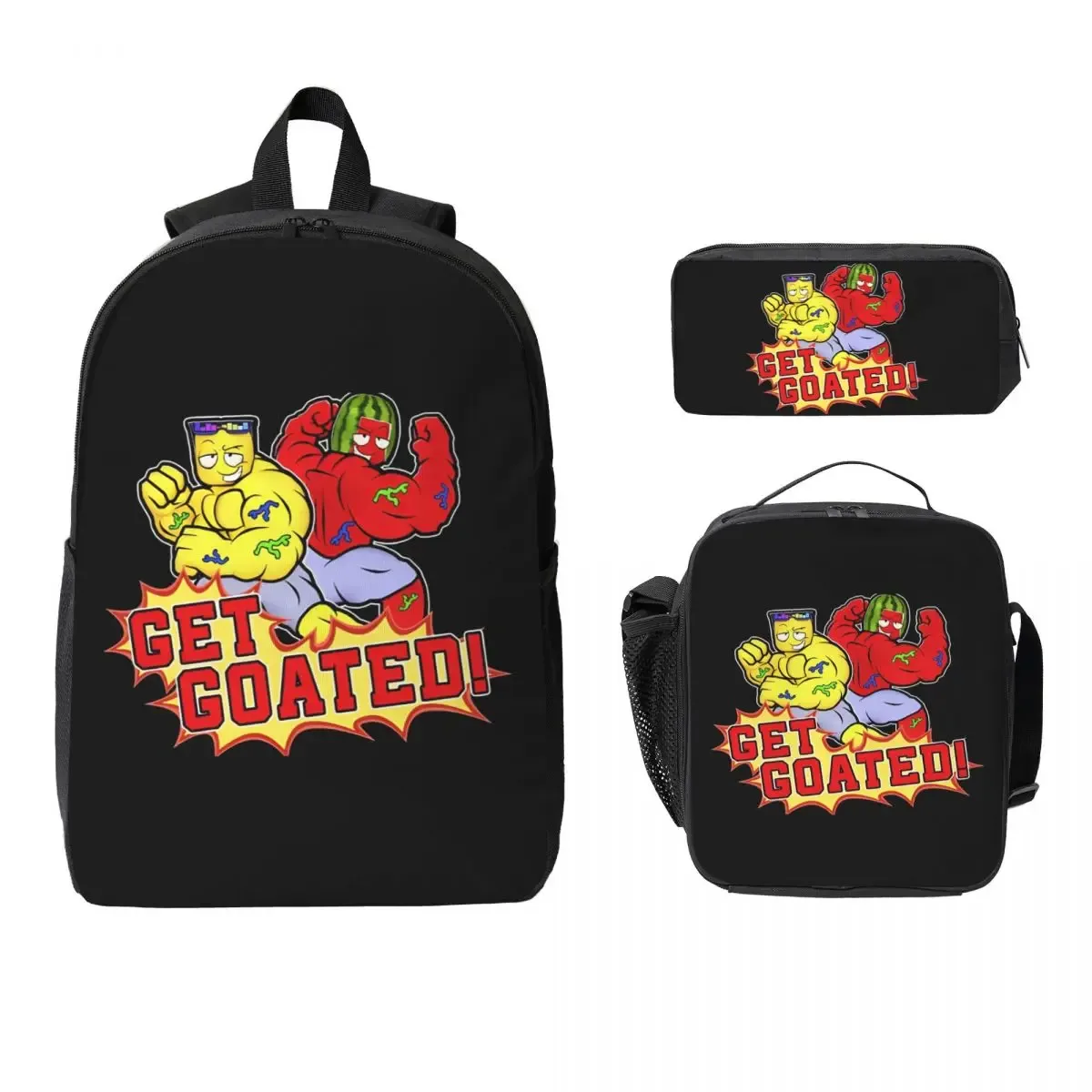sac à dos sunny and melon pour garçons et filles, sac d'école, sac à bandoulière pour ordinateur portable, 3 pièces, sac à déjeuner isotherme, trousse à crayons